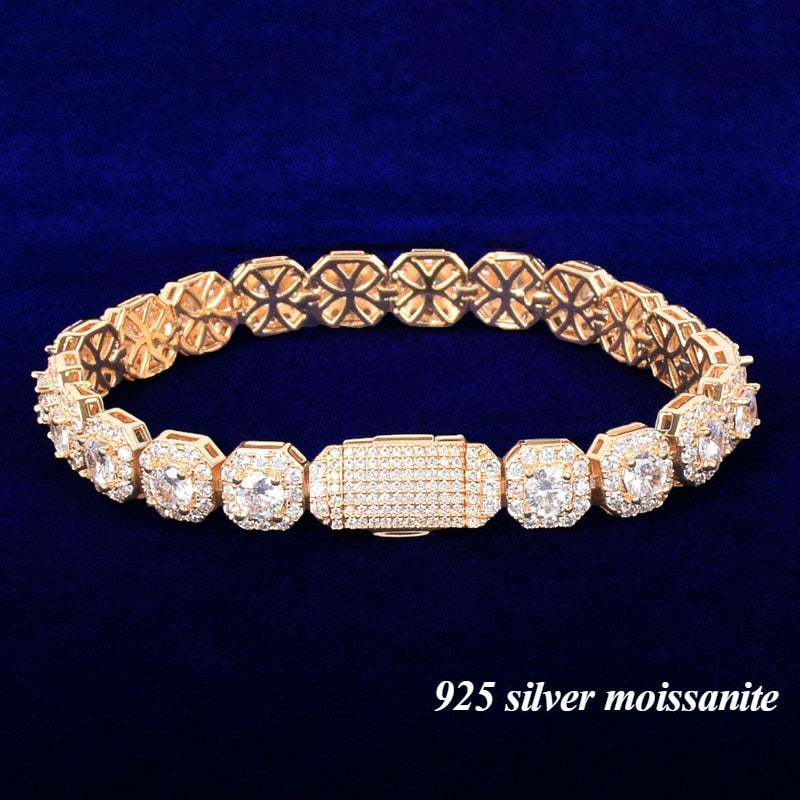 925 Silver Moissanite 9mm Square Bracelet