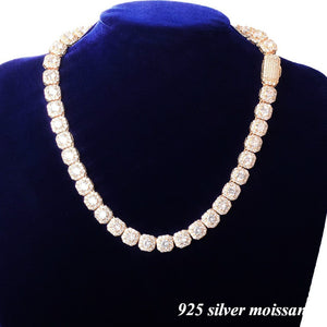9mm 925 Silver Moissanite Square Chain