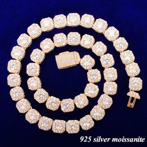 9mm 925 Silver Moissanite Square Chain
