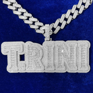 Custom Baguette Bubble Letter Name Pendant