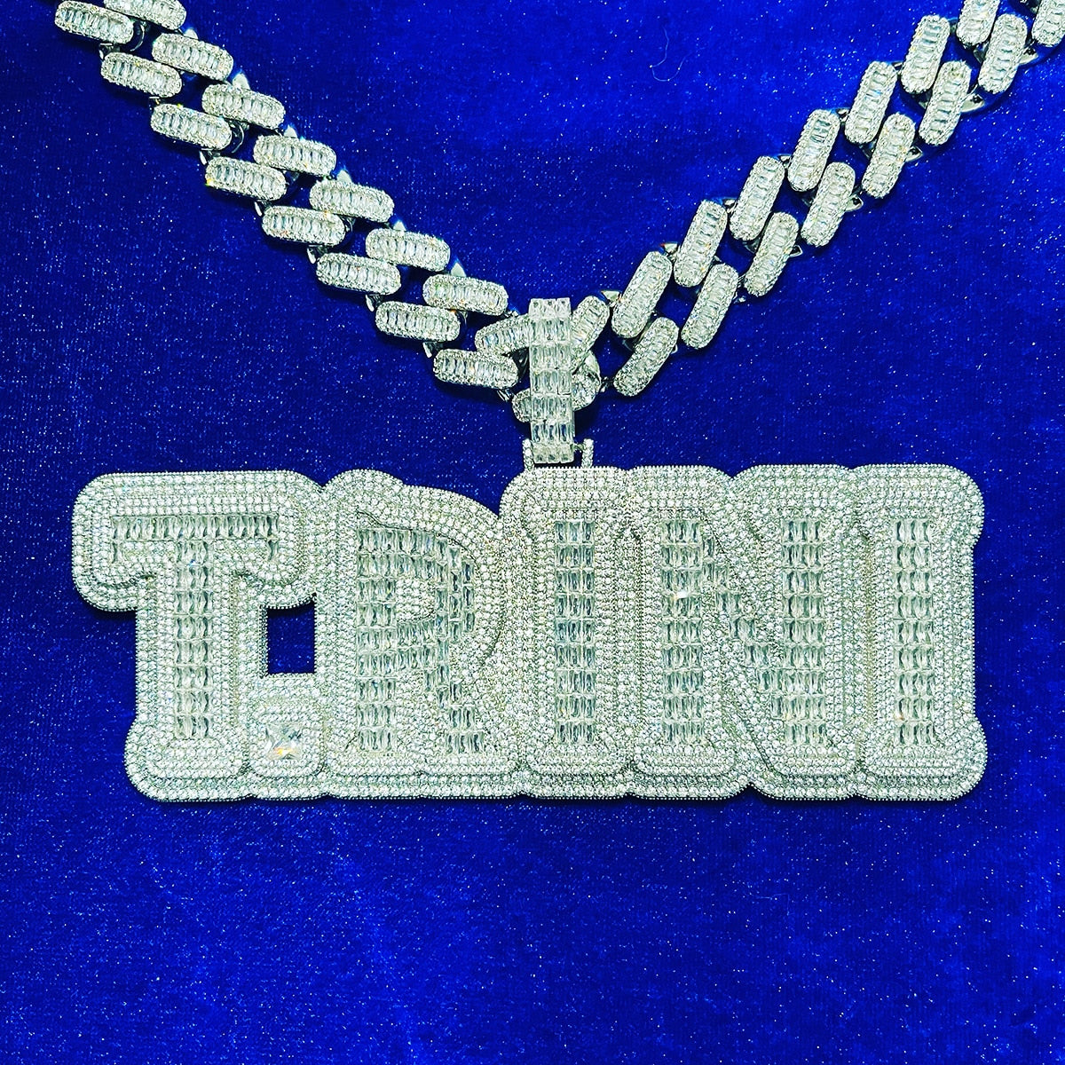 Custom Baguette Bubble Letter Name Pendant