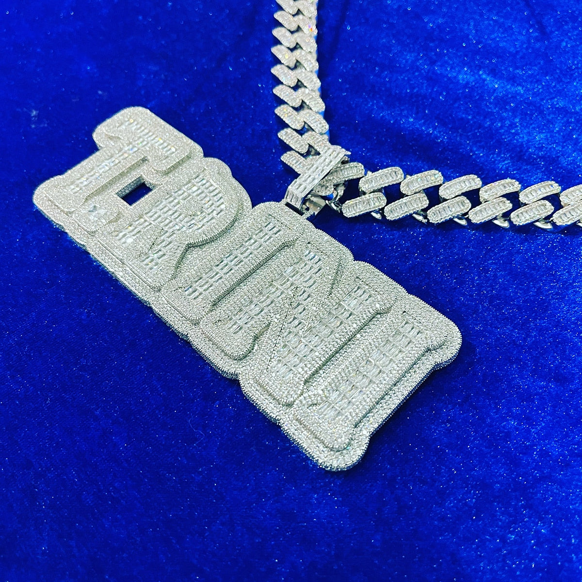 Custom Baguette Bubble Letter Name Pendant