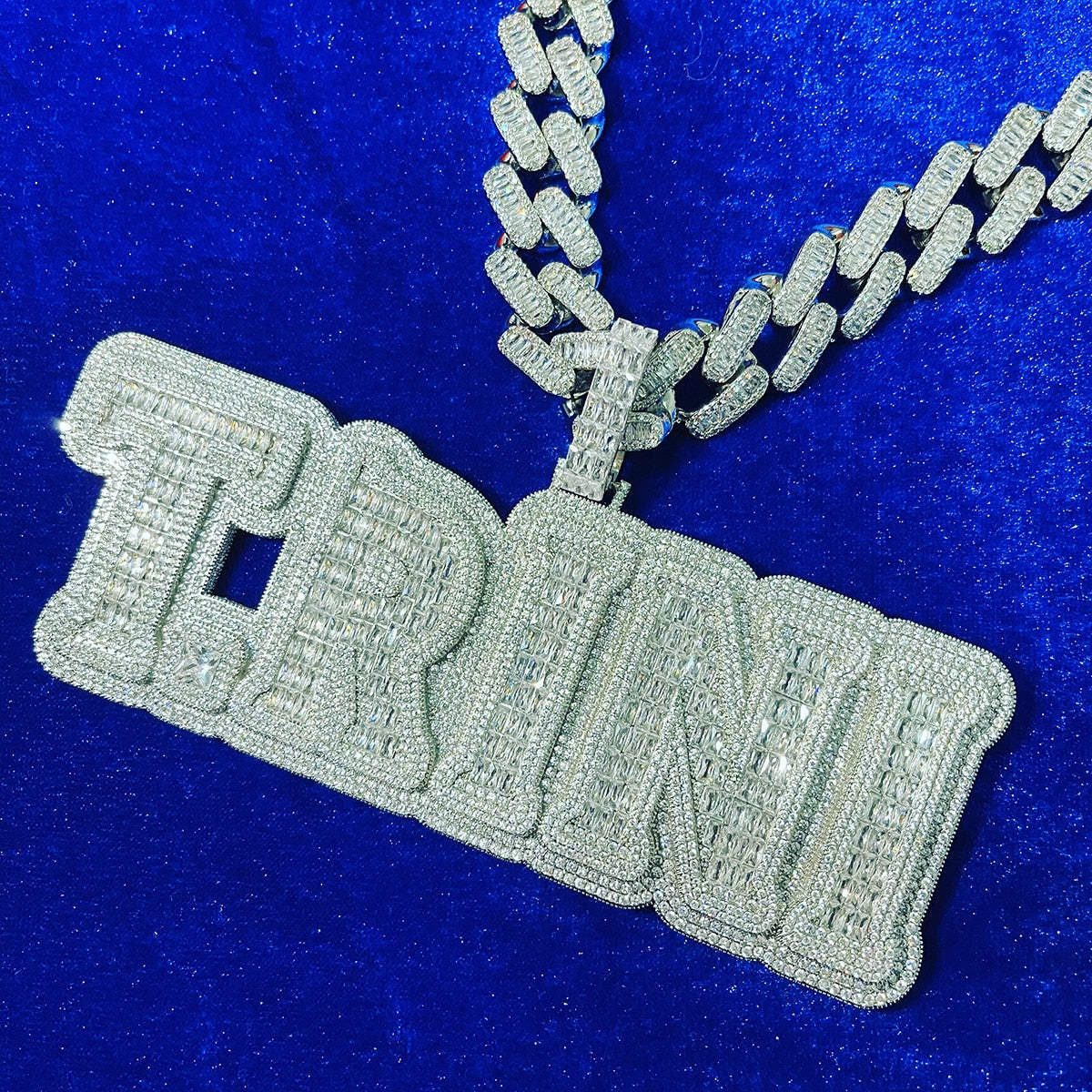Custom Baguette Bubble Letter Name Pendant
