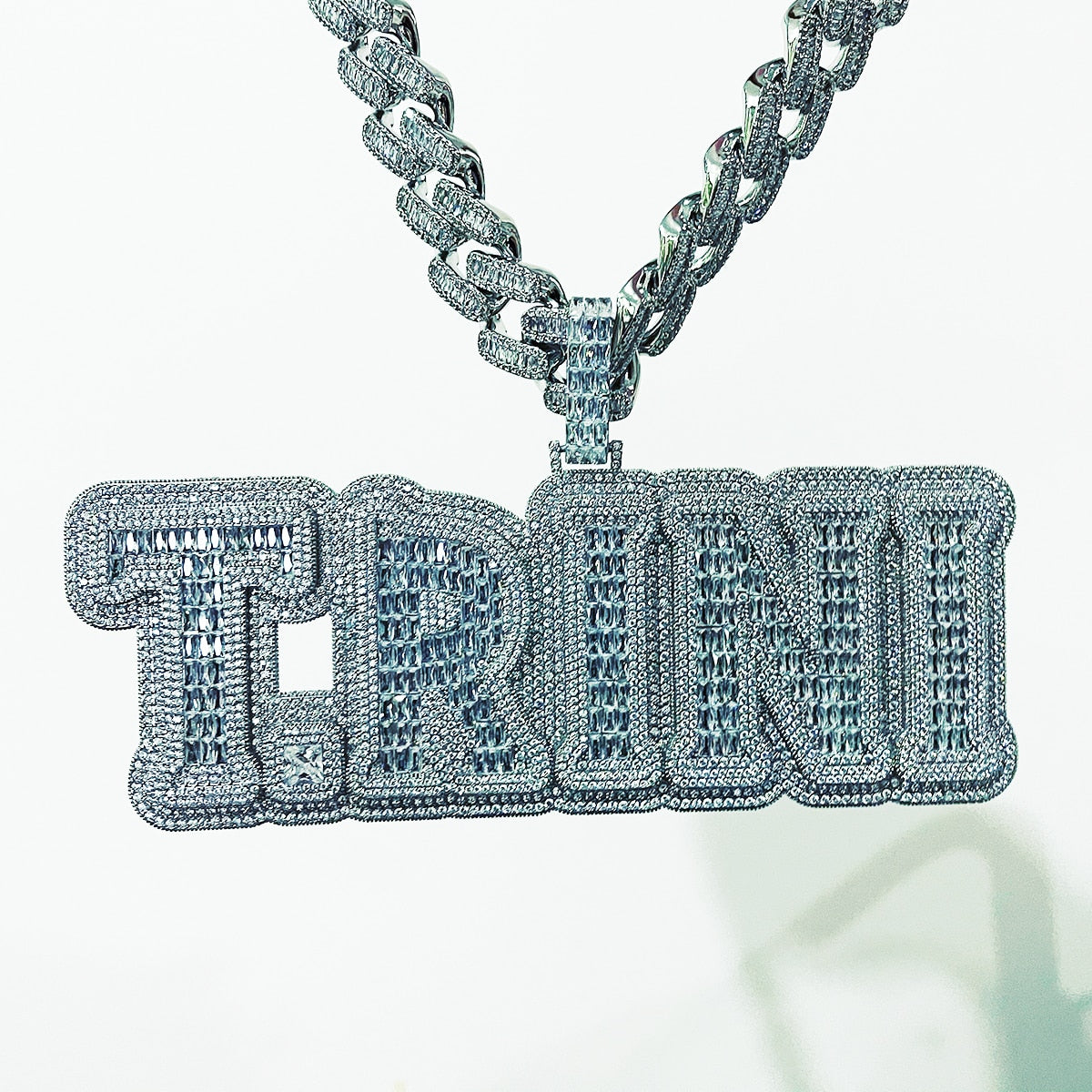 Custom Baguette Bubble Letter Name Pendant