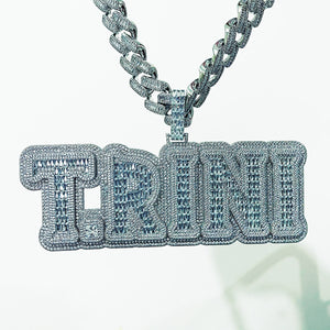 Custom Baguette Bubble Letter Name Pendant