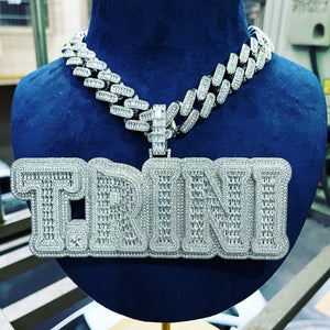 Custom Baguette Bubble Letter Name Pendant