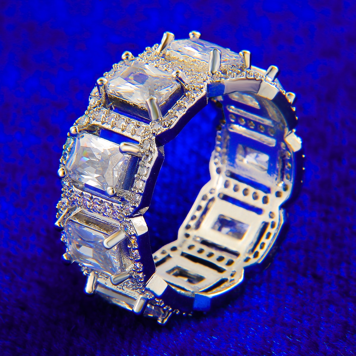 Iced Out Square Baguette Ring