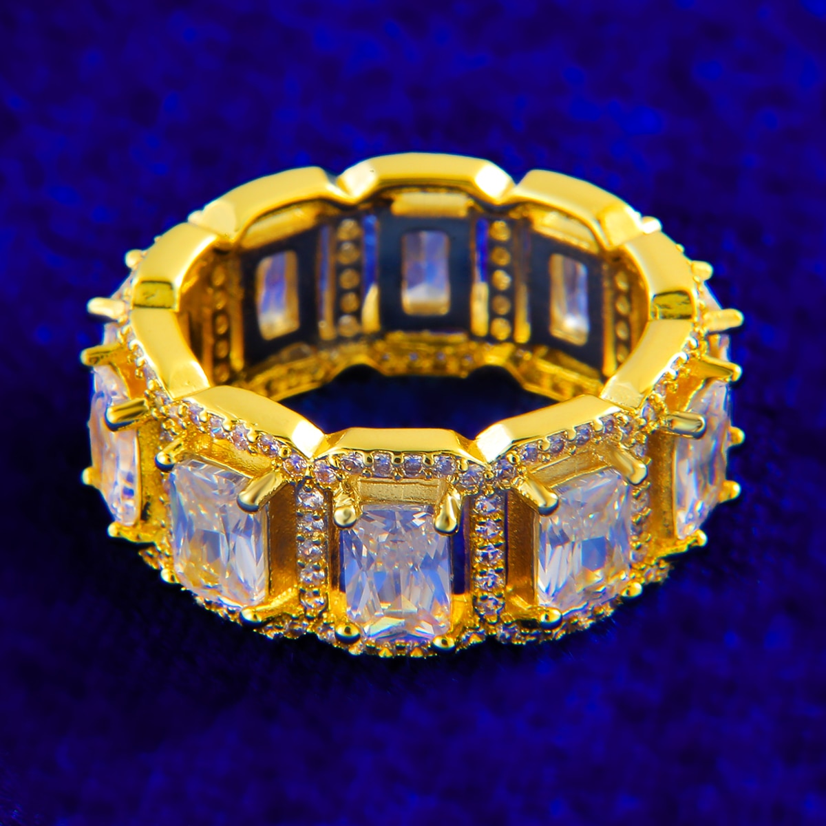 Iced Out Square Baguette Ring
