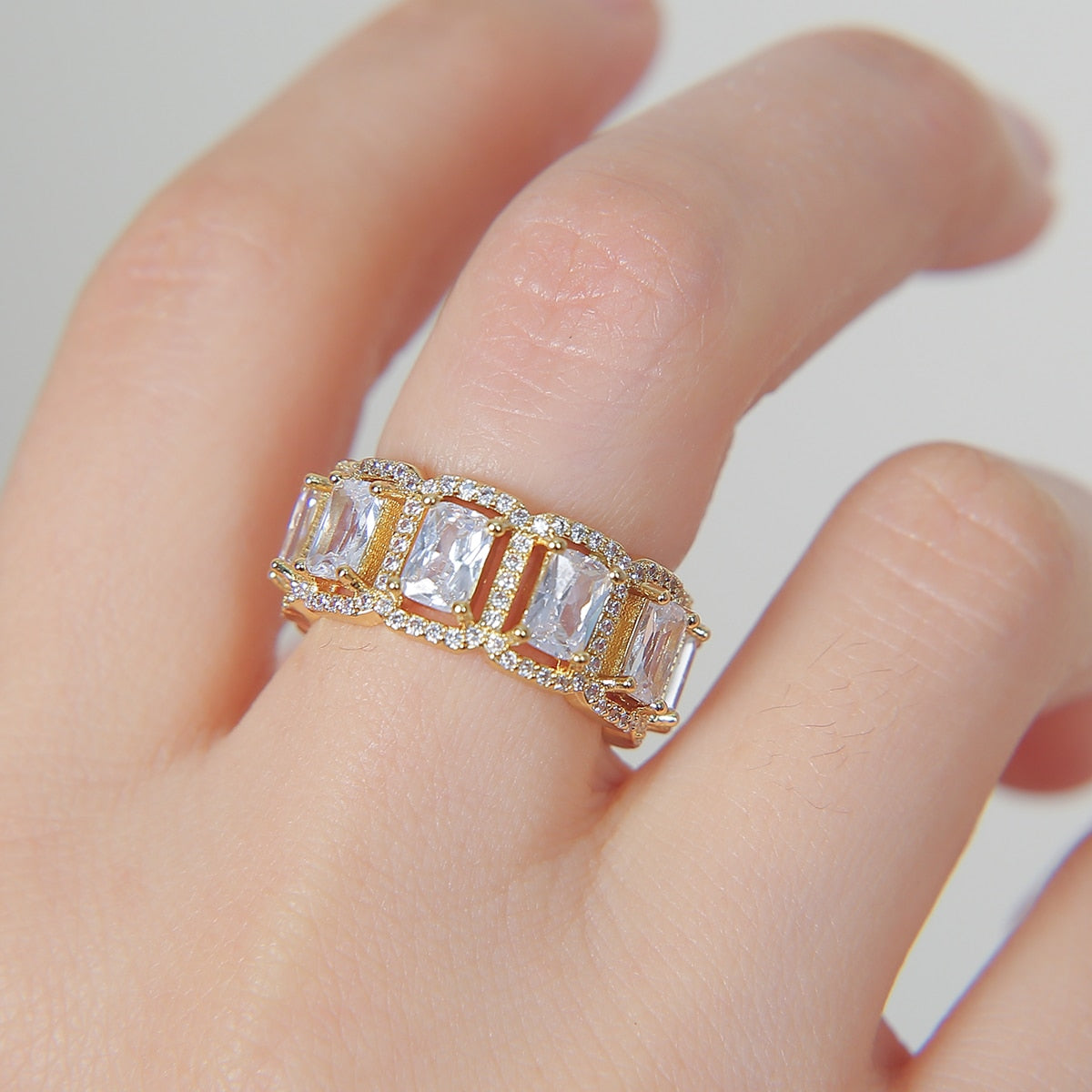 Iced Out Square Baguette Ring