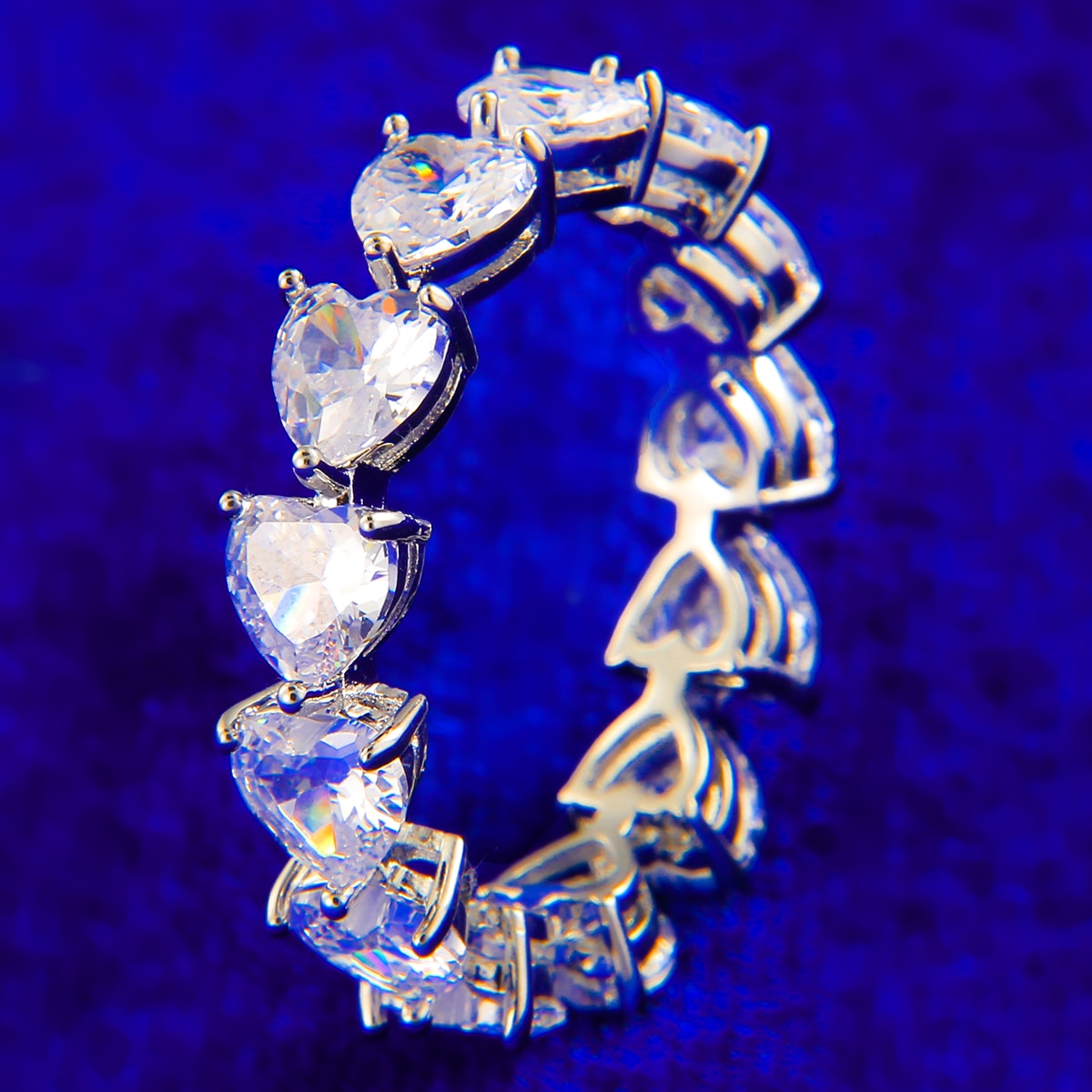 Iced Out Small Hearts Ring