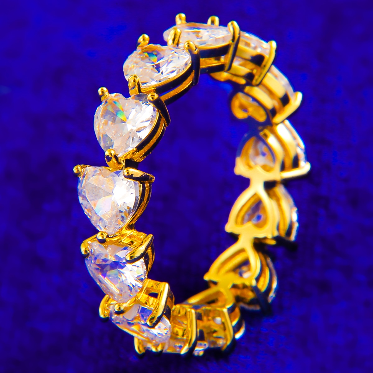 Iced Out Small Hearts Ring