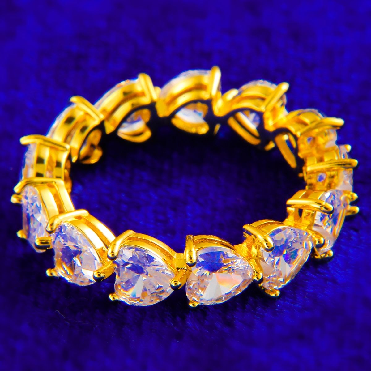 Iced Out Small Hearts Ring