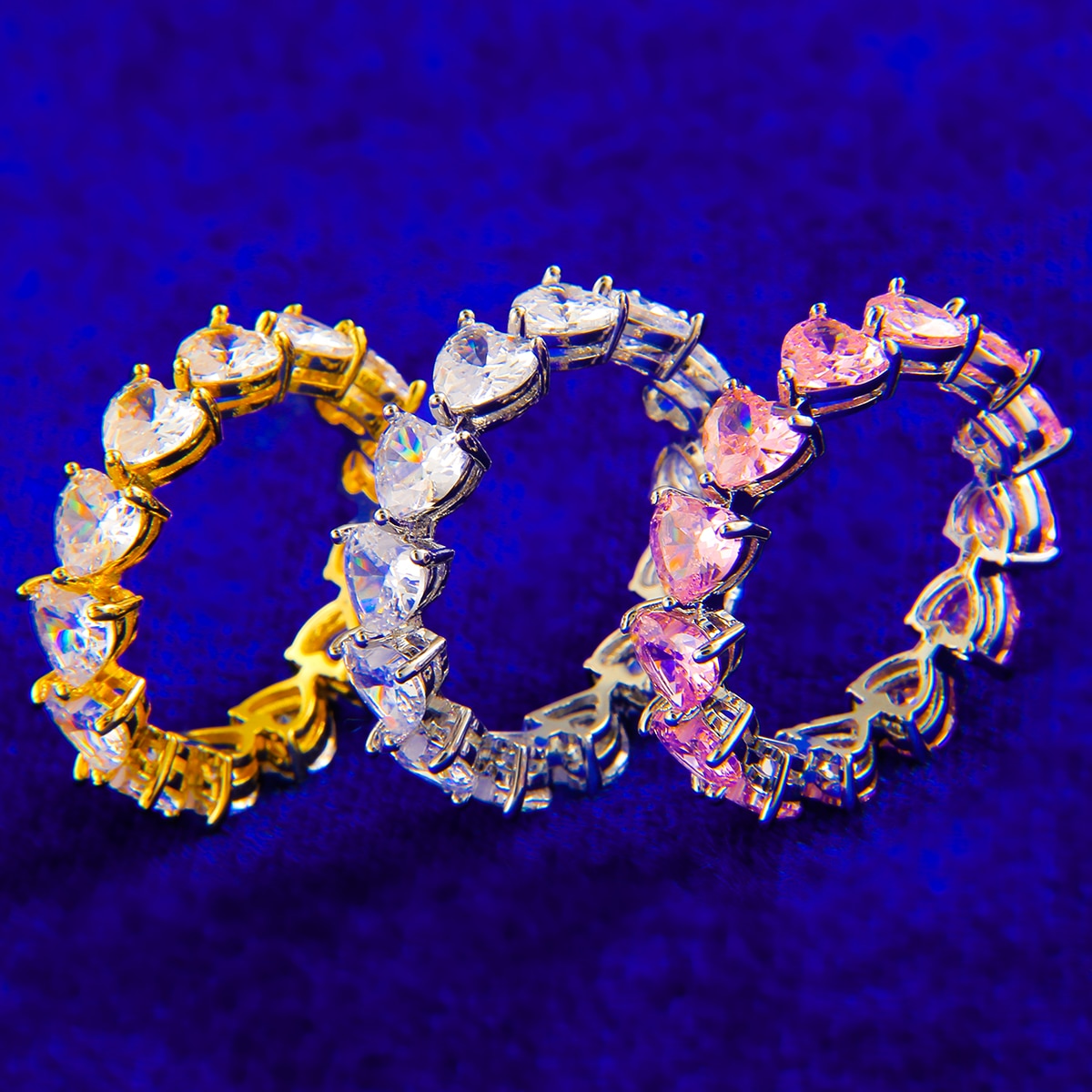 Iced Out Small Hearts Ring