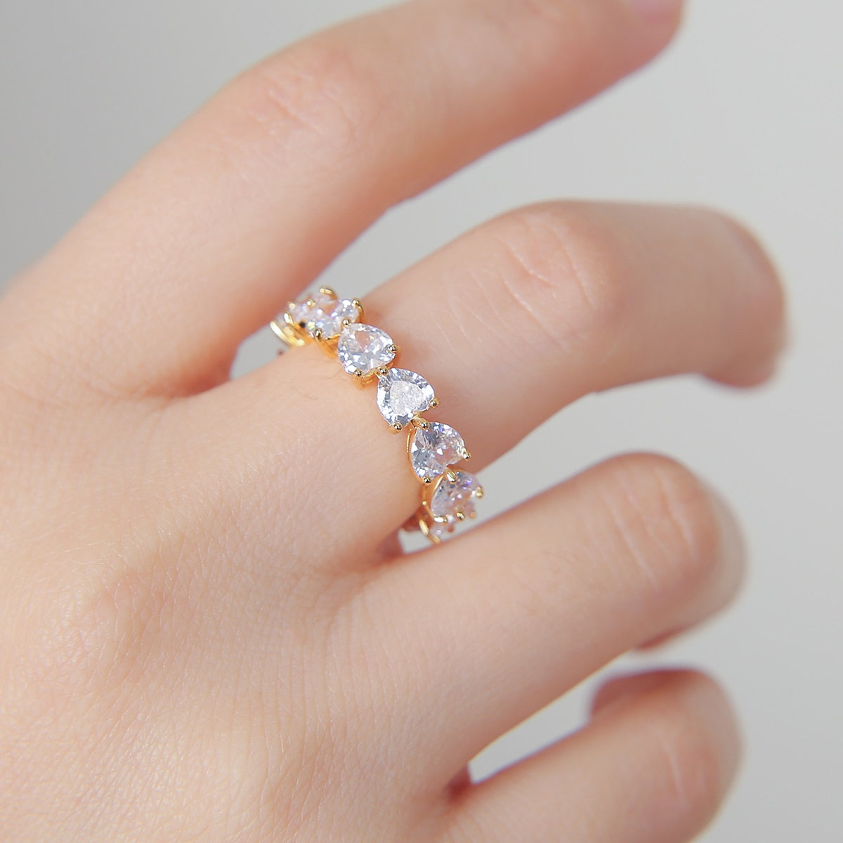 Iced Out Small Hearts Ring