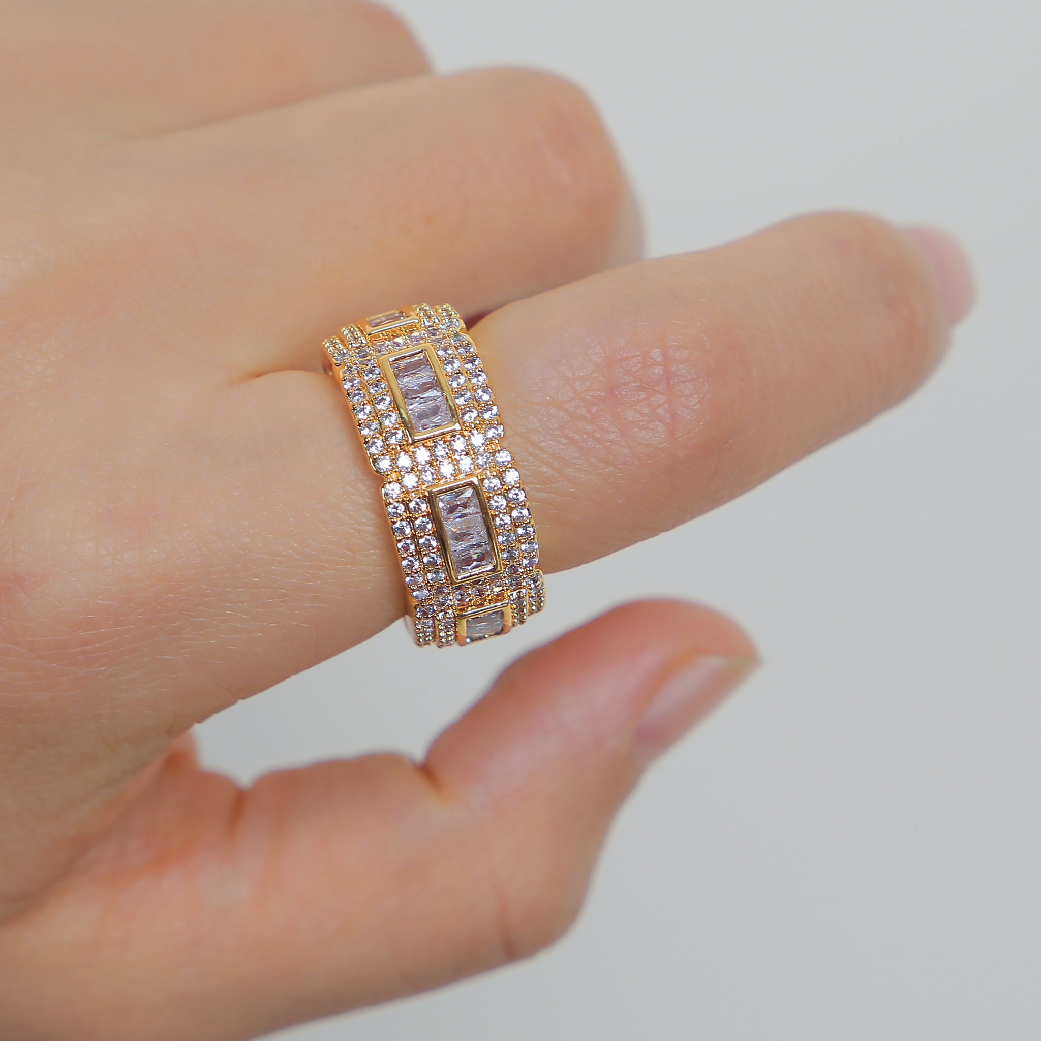 Iced Out Cube Baguette Ring