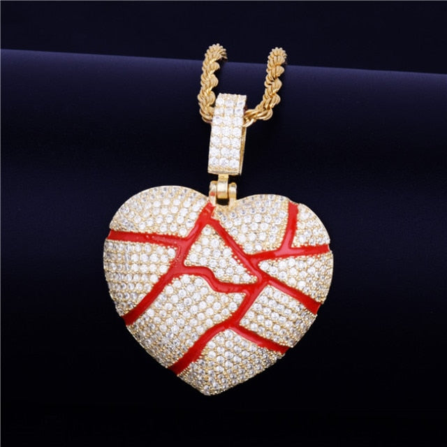 Iced Out Broken Heart Pendant